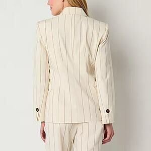 NWT Worthington Ivory Brown Striped 2-Button Blazer Jacket Women's Size 8